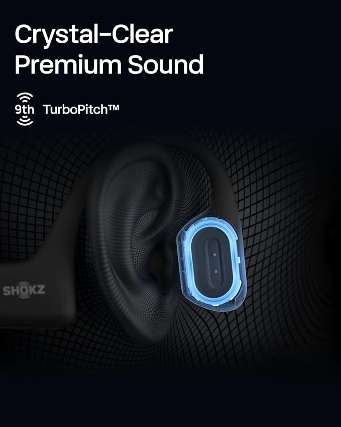 SHOKZ OpenRun Pro Mini- Open-Ear Bluetooth Bone Conduction Sport Headphones, Sweat Resistant Wireless Earphones for Workouts and Running with Premium Deep Base - Built-in Mic, with Hair Band, Black