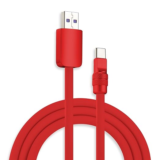 chubbycable Chubby 2.0 Fast Charging Cable Durable Soft Silicone USB C Cable 120W Extra Thick Charger Cord Compatible with iPhone 17-15 Series iPad, Red+Red, USB-A to Type-C, 4.9FT