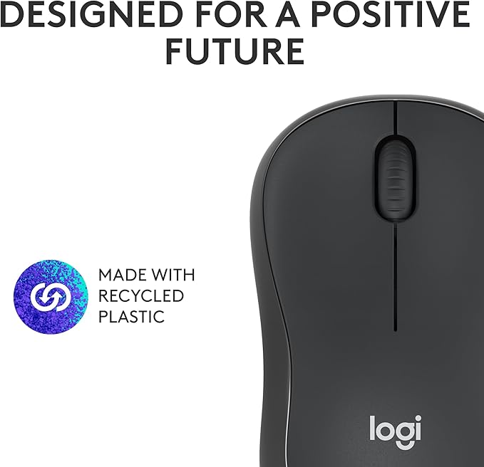 Logitech M240 Silent Bluetooth Mouse, Wireless, Compact, Portable, Smooth Tracking, 18-Month Battery, for Windows, macOS, ChromeOS, Compatible with PC, Mac, Laptop, Tablets - Graphite