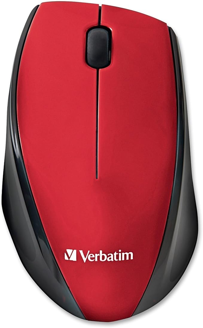 Verbatim Wireless Multi-Trac Mouse 2.4GHz with Nano Receiver - Ergonomic, Blue LED, Portable Mouse for Mac and Windows - Red