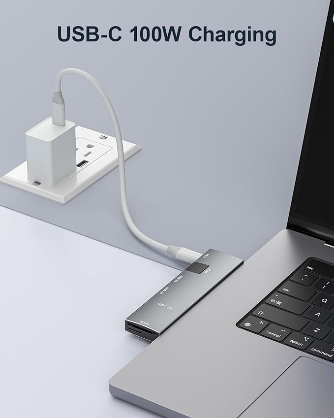 USB C Hub for MacBook, USB-C Hub 7-in-2, for Thunderbolt 4 Port, 4K 60Hz HDMI, Ethernet, 2 USB A Data Ports microSD SD Card Reader for MacBook Pro 13 Inch, MacBook Air M1 M2 M3 iPad Dell Lenovo