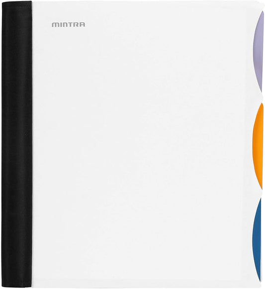 Mintra Office Durable PREMIUM Spiral Notebook, ((White, 3 Subject, 8.5in x 11in)), Fabric Covered Coils, No Snags, Removable Adjustable Pocket Dividers, Ruler, Organization, Customizable