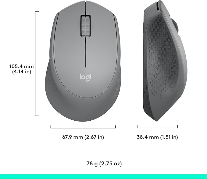 Logitech M330 SILENT Wireless Mouse, 2.4GHz with USB Receiver, Optical Tracking, Quiet & Lightweight, Long Battery Life, for PC, Mac, Laptop, Chromebook - Grey
