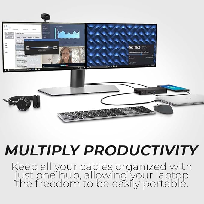 Dell WD22TB4 Thunderbolt 4 Docking Station Bundle - With Dell WD22 TB4 Thunderbolt 4 Universal Dock, 180W Power Adapter, HDMI & Thunderbolt 3 & Ethernet Cable & Microfiber Cloth (Renewed)