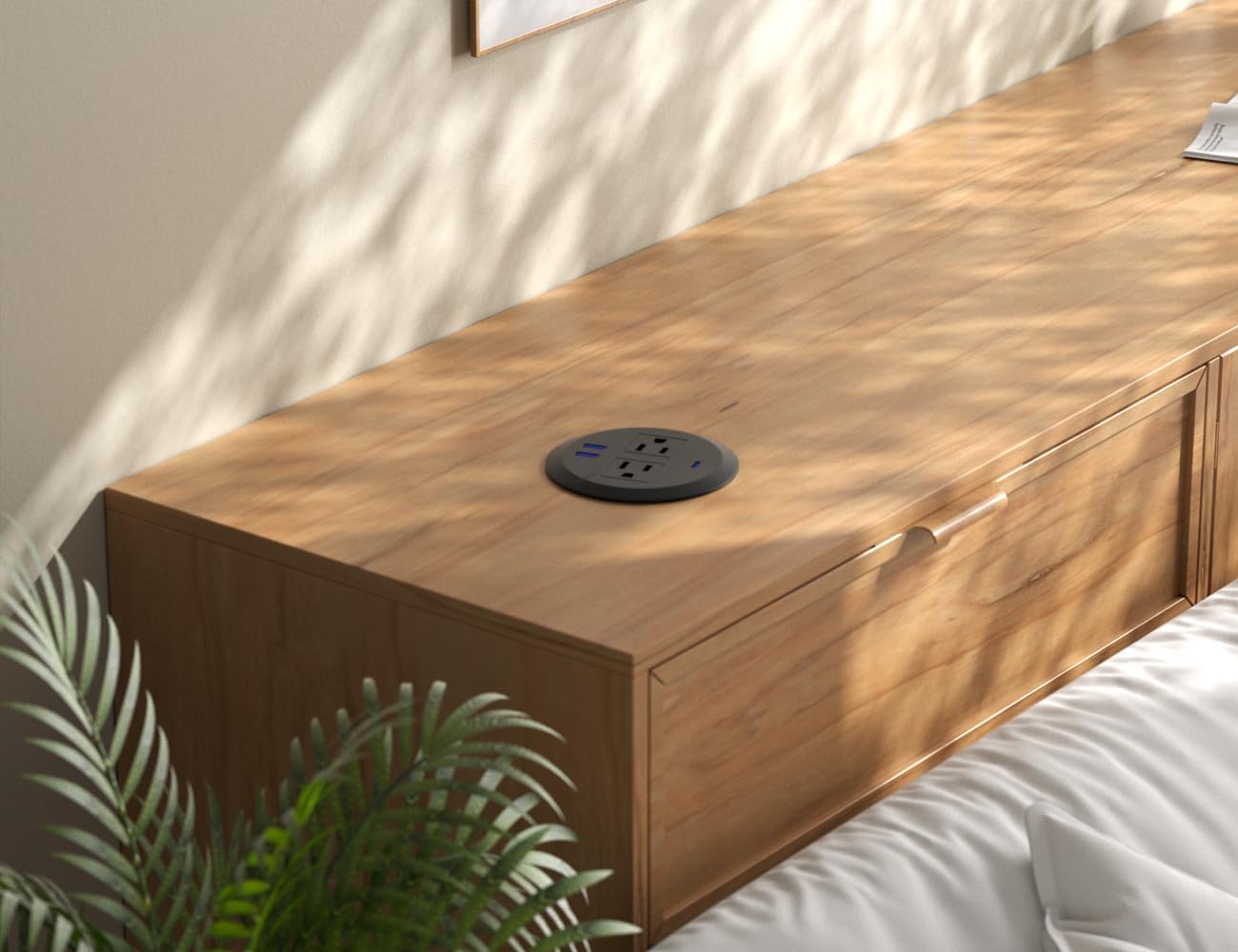 9 pcs 3 Inch Desktop Power Grommet,20W USB C Fast Charging Station,3-USB Port,Flush Mount,6.5 ft Power Cord.Round Recessed Power Outlet,Desk Hole Grommet Outlet for Workspace,Sofa,Black