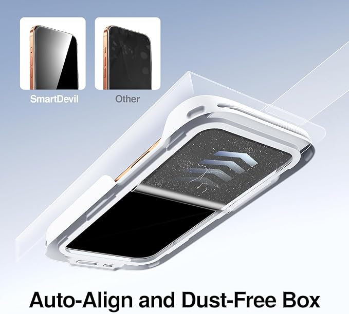 SMARTDEVIL 2 Pack Screen Protector for iPhone 17 Pro Max, Bubble-and-Dust-Free Box, HD Tempered Glass, Military Grade Shatterproof & Ultra Durable, Easy Installation