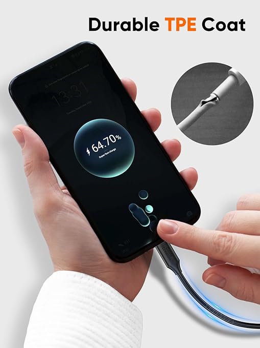 CableCreation USB C Short Cable 0.5ft,USBC Monitor 8K@30Hz/4K@120Hz, 240W Type C Charging,20G USBC Data,USB C 3.2 Gen 2x2 for Thunderbolt 4/3,Cellphone, Laptop, Android Auto, Carplay,iPhone 15/16/17