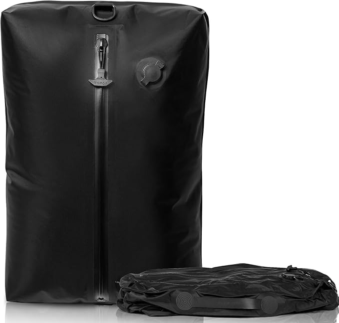 BAGAIL TPU Vacuum Bag for Travel, Reusable Compression Bag with IPX8 Waterproof Zipper, Save Space for Suitcase, Backpack and Carry on (Black, Large, No Pump)