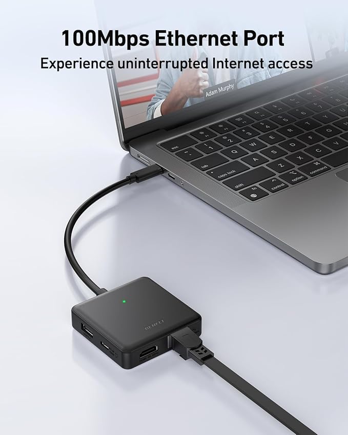 BENFEI USB C HUB 6in1 with HDMI(4K@60Hz), 100Mbps Ethernet, 100W Power Delivery, 1*USB 3.2 10Gbps and 2*USB 2.0, Compatible with iPhone 16 Pro/Max MacBook iPad Pro iMac S23 XPS17