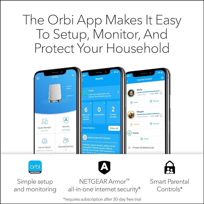 NETGEAR Orbi Whole Home Tri-Band Mesh WiFi 6 System (RBK752) – Router with 1 Satellite Extender | Coverage up to 5,000 sq. ft., 40 Devices | AX4200 (Up to 4.2Gbps)