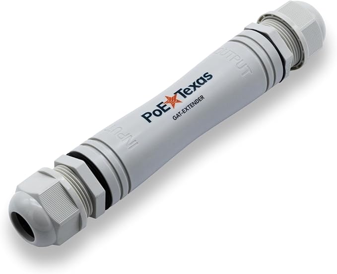 PoE Texas Outdoor PoE Repeater - Plug & Play IP67 Waterproof Extender Expands 22 Watts of Power & Gigabit Data up to 330' to High Powered Devices - Compatible with IEEE 802.3af/at Switch or Injector