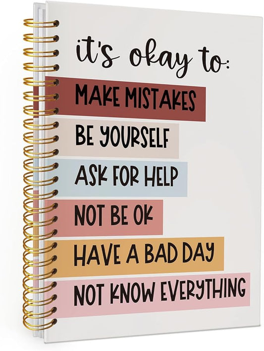 Wheatwin Mental Health Journal, Positive Affirmations Notebook, Inspirational Motivational Journal Therapy Psychology Hardcover Spiral Notebook Gifts for Student Kids Teen, 5.5x8.3