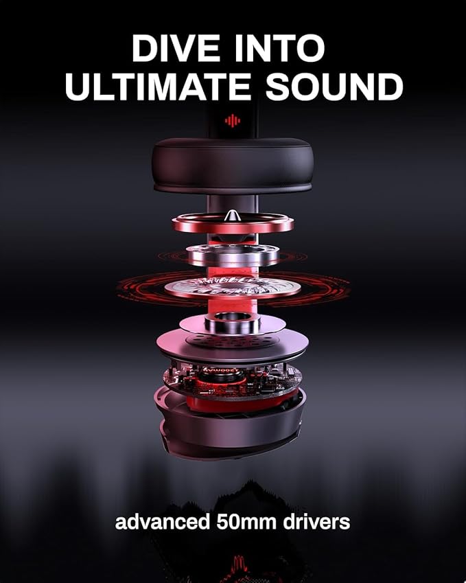 acer Wireless Gaming Headset, PS5 Headset with 2.4GHz for Ps5, Ps4, PC, Switch, Bluetooth 5.3 + 100Hrs Gaming Headphones with Noise Canceling Mic for Laptop, Mobile, Mac, 50mm Drivers (Red)