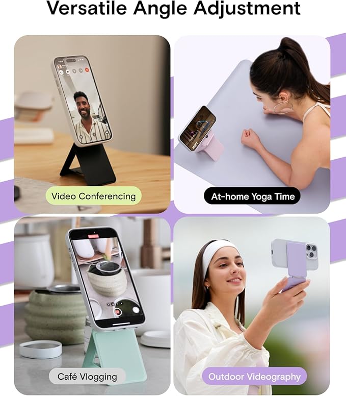 MOFT Phone Tripod Wallet for iPhone, Mulit-Angles, Lightweight & Portable Phone Stand, MOVAS Vegan Leather Magnetic Wallet, Strong Magnets, NFC Card Holder,Travel Essential, Peony (with Card Slot)