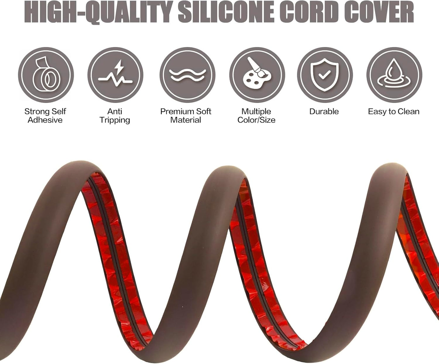 Floor Cord Cover Cable Cavity Self Adhesive Cord Hider Floor 10FT Floor Cable Management Power Cord Protector Floor Electric Cord Covers for Offices, Gym, Exhibitions (CoffeeBrown, 1.57" x 10')
