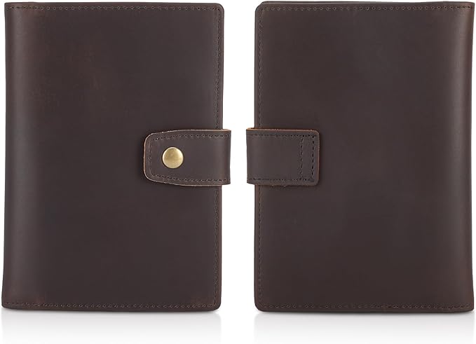 Polare Slim RFID Blocking Leather Passport Holder Travel Bifold Wallet For Men (Dark Brown(Snap Version))