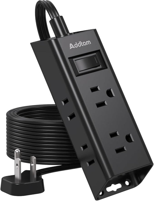 Cruise Ship Essentials, Flat Plug Power Strip, Addtam 3FT Ultra Flat Extension Cord with 6 Outlets Extender, No Surge Protector for Cruise Ship, Travel, Dorm, Home Office, Black
