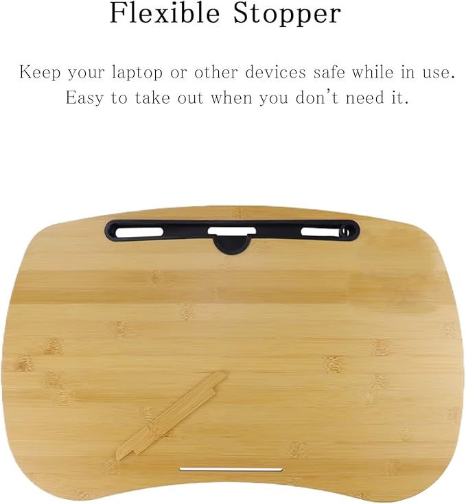 SUMISKY Lap Desk-Portable Laptop Table with Cushion Bamboo Platform Phone Holder L(21.6"x13.8")