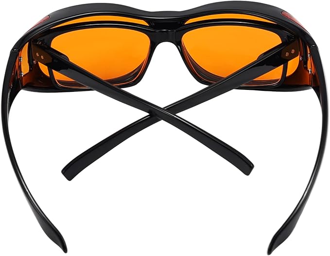 Eyekepper 100% Blue Light Reduction,Fitover Anti-Blue Blocking Computer Glasses with Extra Amber Lens