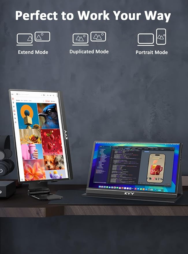 KYY 4K Portable Monitor 15.6" Portable Monitor for Laptop UHD IPS 3840X2160 External Screen with 100% sRGB & HDR Gaming Display for Laptop PS5/4 Xbox Switch with Speakers, VESA Compatible