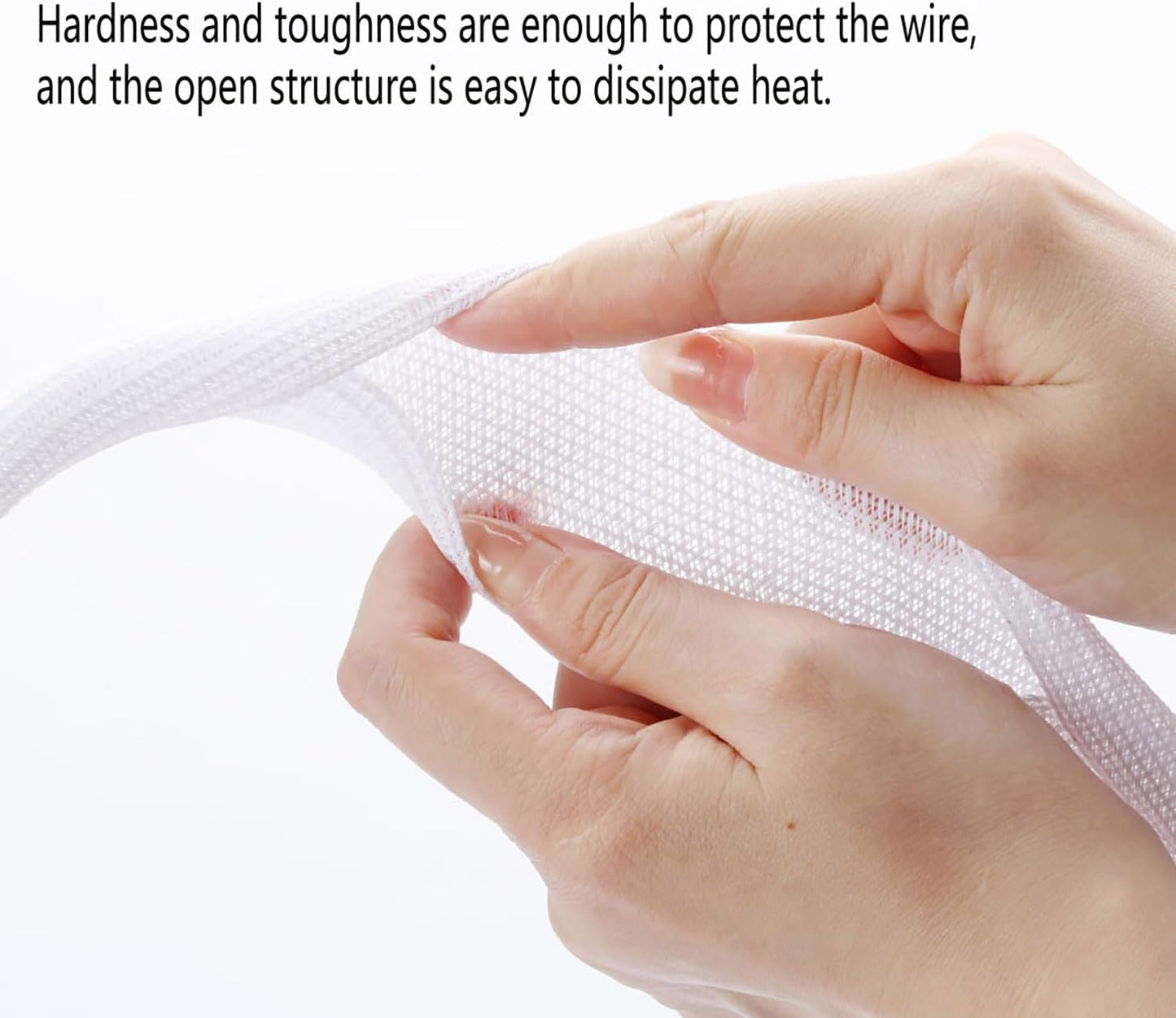 3/4"-25ft Braided Cable Sleeve Protector - Self-Wrapping Split Wire Loom for Home Theater, Pet-Proof Cord Organizer, Heat-Resistant, White