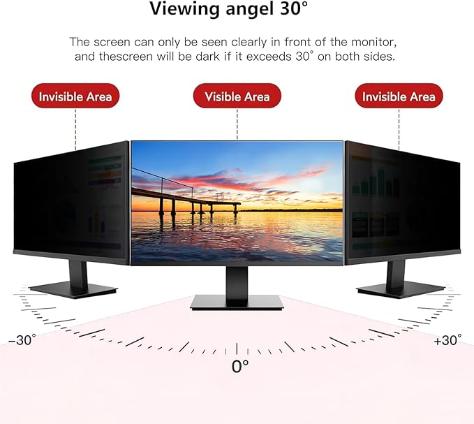 2 Pack Computer Privacy Screen Shield Compatible for 26/27 Inch 16:9 Widescreen Desktop Monitor - Anti Glare & Blue Light Filter - Hanging Design for Easy On/Off