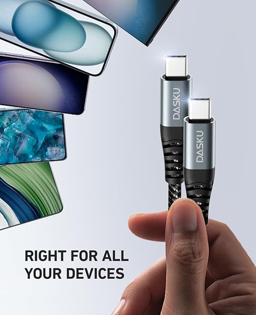 USB C to USB C Cable, 2Pack 10FT 60W(3.1A) Nylon Braided Charger Cable for for iPhone 17/16/16e/16 Plus/16 Pro Max/15/15 Plus/15 Pro Max, iPad Pro Air,Samsung S24/S24 Ultra/S23 USBC Charger