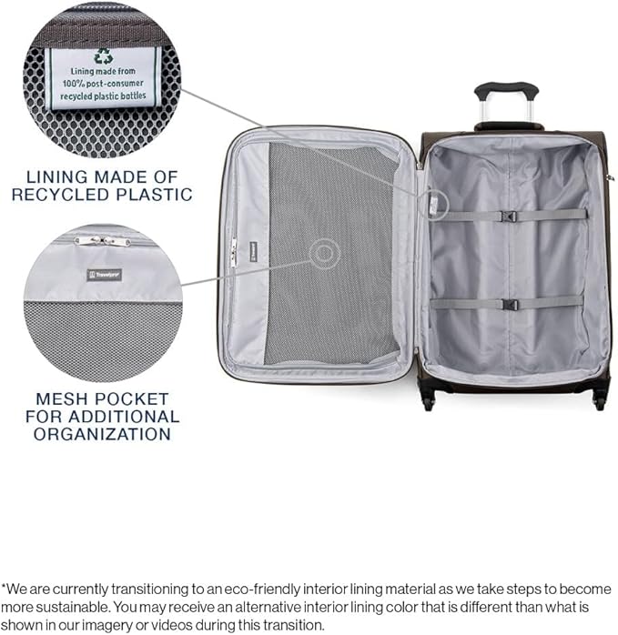 Travelpro Maxlite 5 Softside Expandable Checked Luggage with 4 Spinner Wheels, Lightweight Suitcase, Men and Women, Mocha, Checked Medium 25-Inch