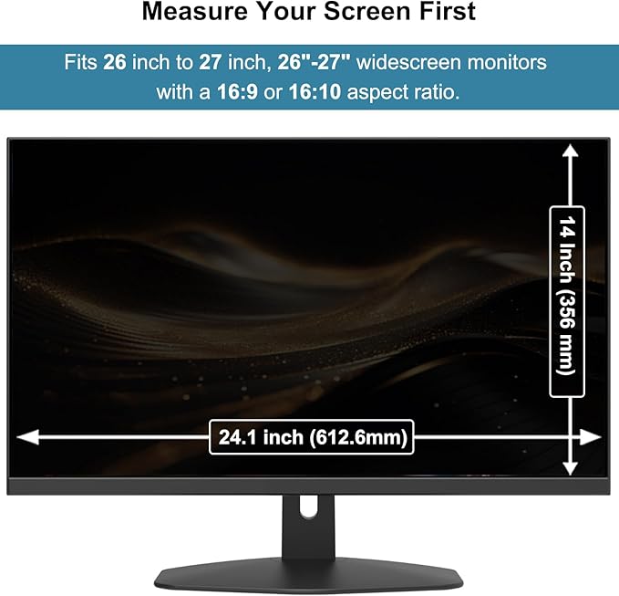 Hanging Computer Privacy Screen Protector Shield Compatible for 26/27 Inch Widescreen Desktop Monitor - Anti Glare & Blue Light Filter - Hanging Design for Easy On/Off