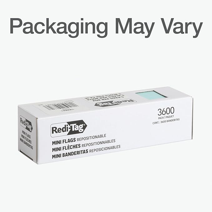 Redi-Tag Small Pastel Flags, Adhesive Flags for Journals and Calendars, School and Office Supplies, 0.19" x 1", 5 Assorted Pastel Colors, 3600 per Pack (1009681)
