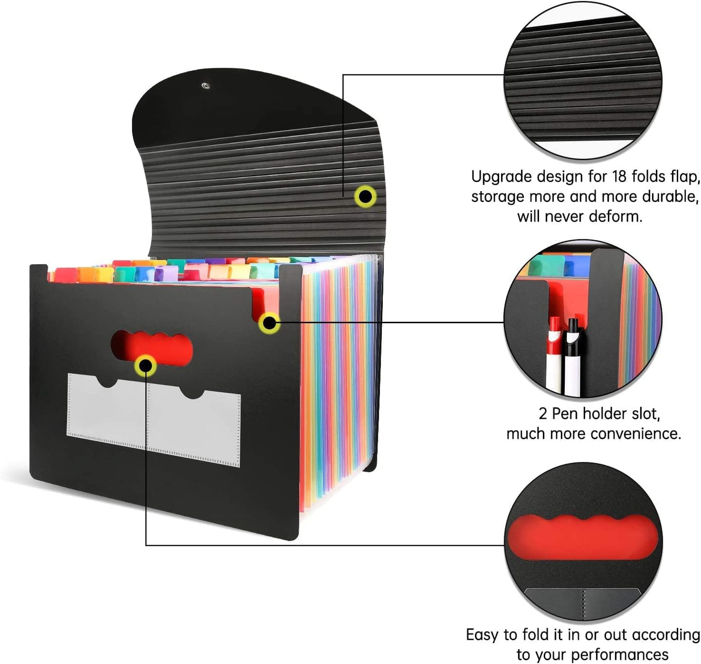 CHEPULA 2 Pack 24 Pockets Accordion File Organizer, A4 Multicolored Expanding File Folder, Large Capacity File Organizer Expandable Folder with Expandable Cover Document Organizer File Box