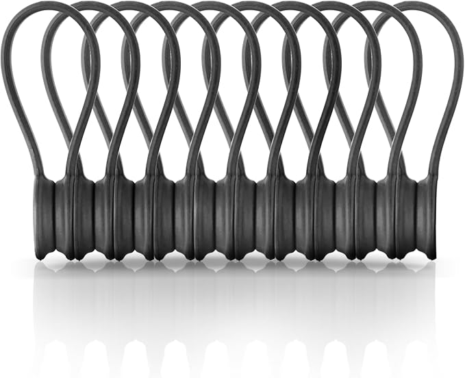Kanemc Magnetic Cable Holder, Silicone Cord Wrap Elastic Twist Ties Magnetic Cable Keeper For Travel Cables Storage (10Pcs-Gray)
