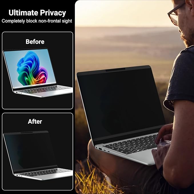 Magnetic Privacy Screen for 15 Inch Microsoft Surface Laptop 7, Removable Anti Glare Screen Protector, Blue Light Computer Filter, Anti Spy Easy Install