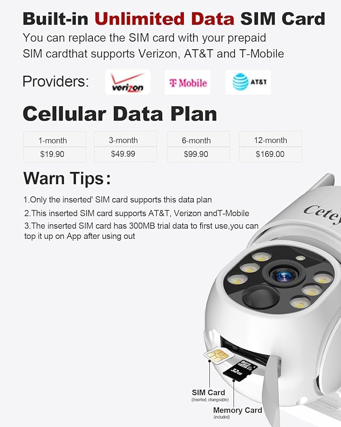 4G LTE Cellular Security Camera Wireless Outdoor, No WiFi Solar Powered Camera for Farms, Ranches, Estates Surveillance, 2K Color Night Vision, 360°PTZ, 2-Way Audio, PIR Motion Sensor