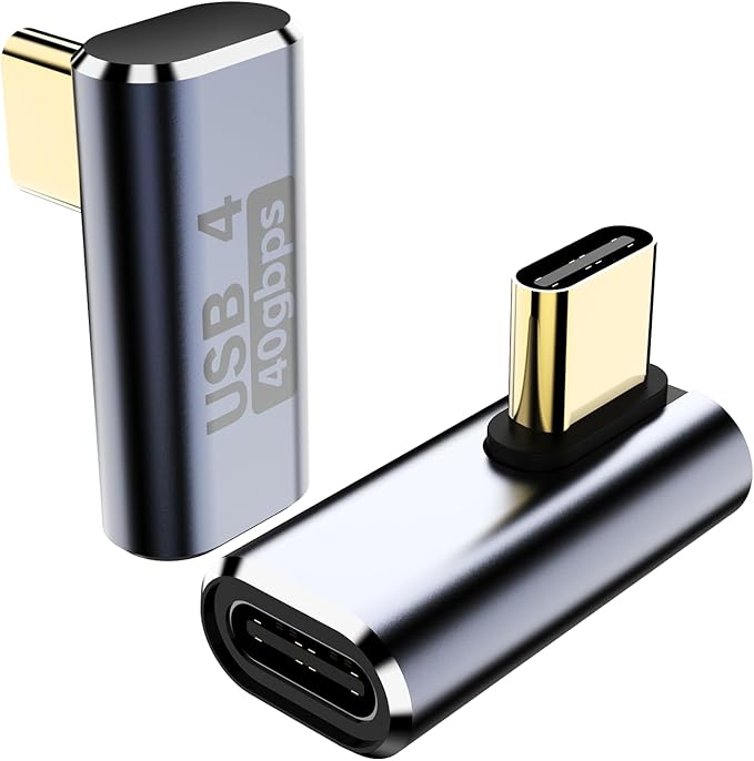 PANPEO 90 Degree USB C Adapter,2 Pack Right USB-C 240W Male to Female Adapter Extender for Steam Deck, ROG Ally, MacBook, Tablet, Phone and More