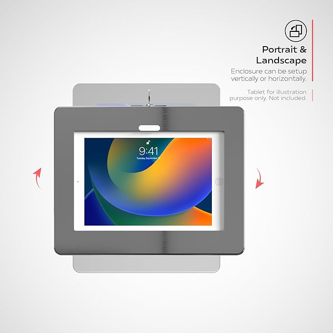 Stainless Steel iPad Wall Mount - CTA Anti-Theft Tablet Enclosure for iPad 10.9" 10th Gen - A16 - Air 11 - Pro 11" - 7/8/9 Gen - 10th Gen 10.2" - Pro 11" - Air 4 - Galaxy Tabs - (PAD-SSPARAW)