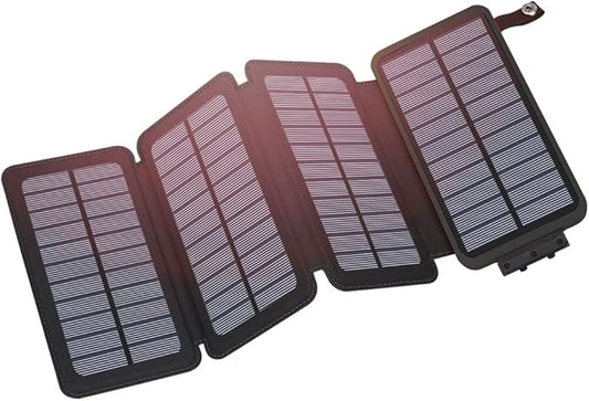 Hiluckey Solar Charger Power Bank 25000mAh USB C Fast Charging Portable Phone Charger with 4 Solar Panels & 3 USB Outputs for iPhone Tablet