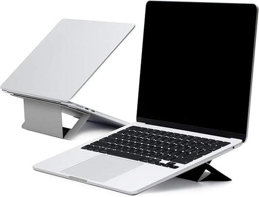 MOFT Laptop Stand for Desk, Adhesive Airflow Laptop Cooling Riser for Heat Dissipation with 2 Adjustable Viewing Angles, Foldable & Portable Computer Stand Compatible with Laptops 11"-16", Cool Grey