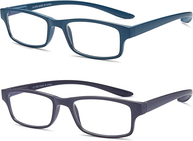 EYEURL 2-Pack Reading Glasses for Women Men Neck Hanging Blue Light Blocking Glasses With Spring Hinge Computer Readers