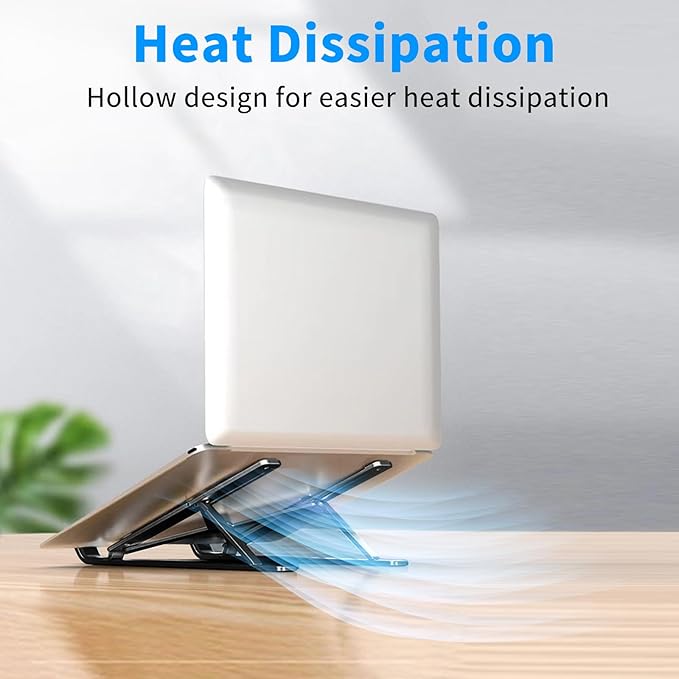 Laptop Stand for Desk, Ergonomic Design Adjustable Aluminum Foldable Portable Computer Stand, Compatible with MacBook Air Pro, HP, Lenovo, Dell, More 10-15.6”Inch and Tablets (Black)