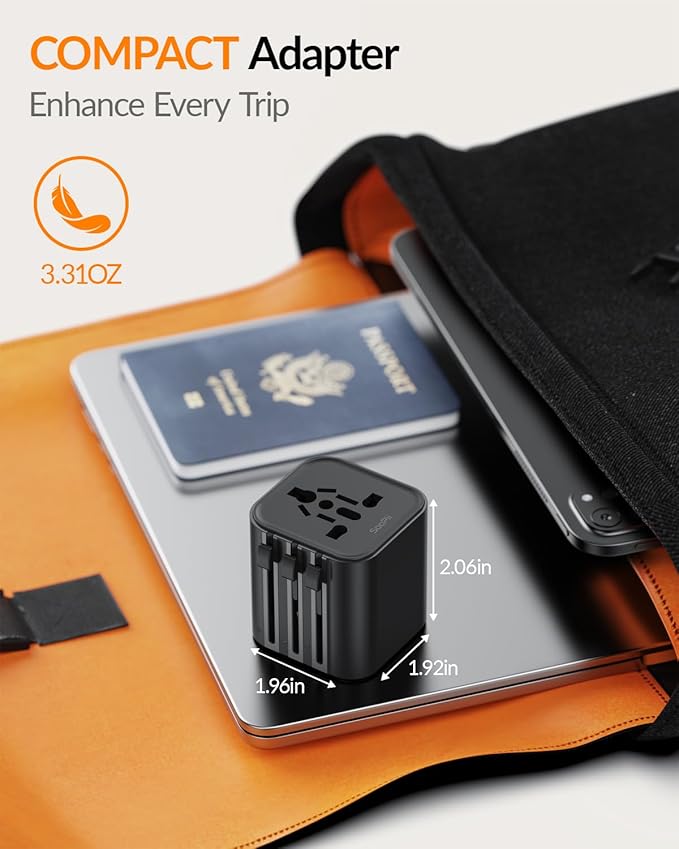 SooPii 2-Pack Universal Travel Adapter Worldwide, Travel Plug Adapter with AC Outlets(Type A C G I), Small International Socket Adapter for UK, US, Europe, Japan, Ireland, Australia 200+ Countries