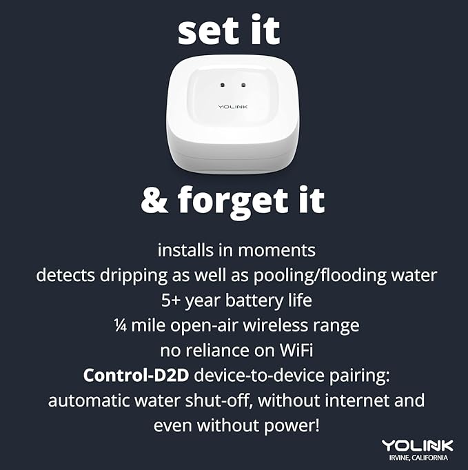 YoLink Water Leak Starter Kit: Hub + 6 Leak Sensor 1 (Silent), LoRa Long-Range, App/SMS/Email Alerts, D2D Offline Triggers, 2 AAA Up to 5-Year Battery, Works with Alexa/IFTTT/Home Assistant