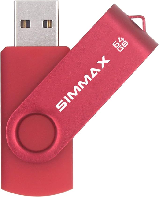 USB Flash Drives 2 Pack 64GB Memory Stick Swivel Design USB 2.0 Flash Drive Thumb Drive Zip Drives (64GB Red Purple)