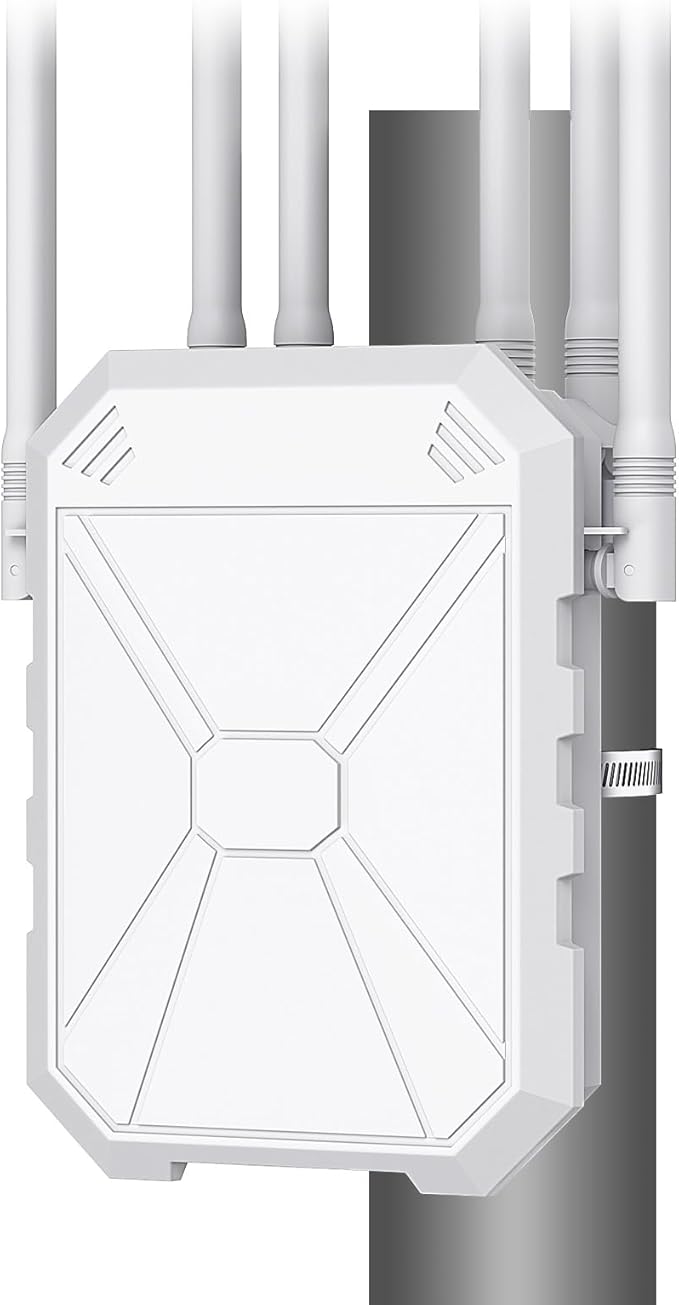 AX1800 Outdoor WiFi Extender, IP67 Weatherproof Outdoor Wireless Access Point, Supports Extender/AP/Repeater, Dual Band High Power Long Range Outdoor WiFi Extenders Booster for Farm Backyards Garages