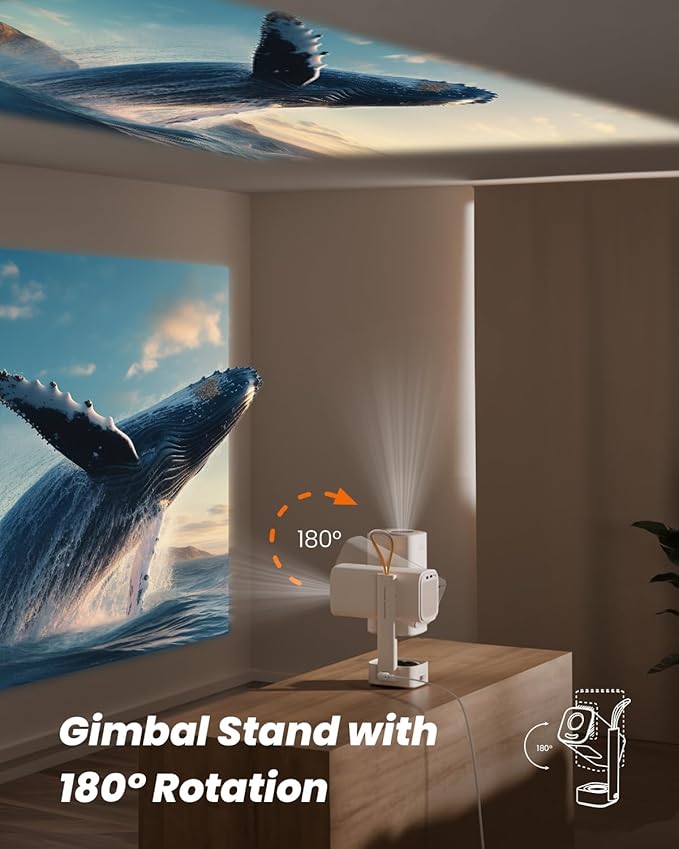 Yaber T1 Pro Mini Projector with WiFi and Bluetooth, Dolby Audio & Turbo Sonic Bass, Auto Focus & Keystone, Native 1080 FHD with HDR10, Portable Projector for Outdoor Indoor Use