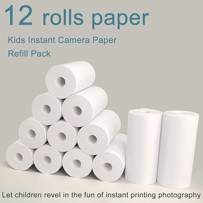 Kids Camera Instant Print Camera with 12 Rolls Refill Print Paper, Christmas Birthday Gifts for Girls Toy Pink Camera Digital Video Selfie Print That Photos Camera with 32GB TF Card