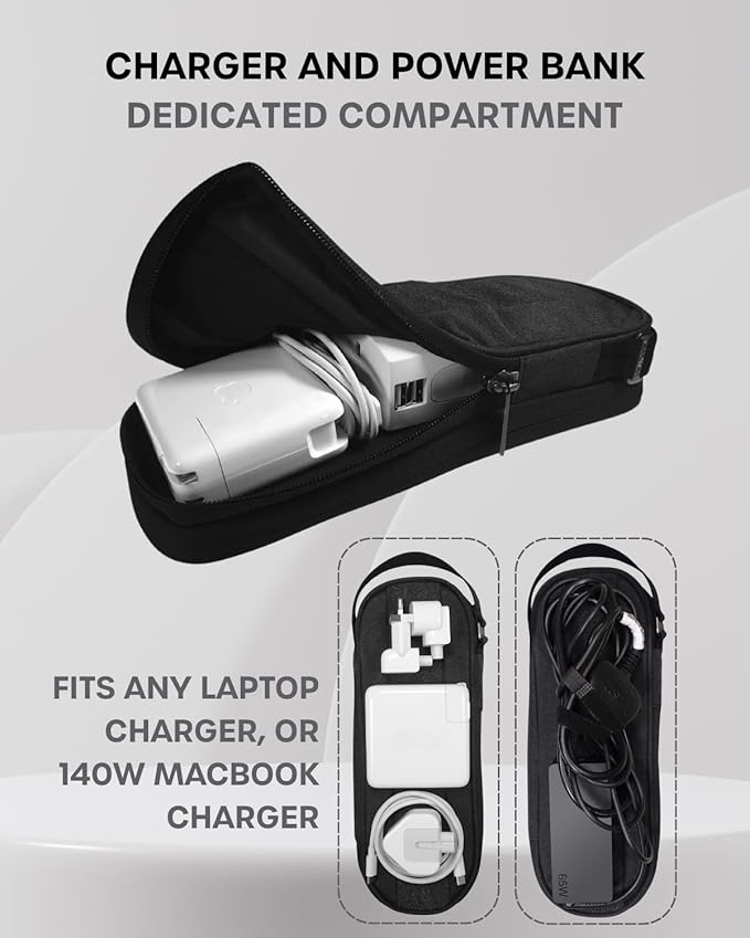 SIDE BY SIDE Electronics Organizer Travel Case for Cables, Charger, Power Bank – Tech Bag for MacBook Accessories, Adapter – Slim Cord Organizer Bag with Gift Box for Travel & Daily Use