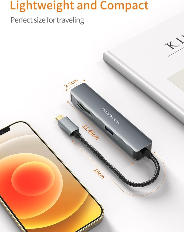 USB C Hub, CableCreation 5-in-1 Multiport iPad Pro Adapter with HDMI 4K, 2 USB 3.0, SD/Micro SD Card Reader for MacBook Pro/Air, iPad Pro, Surface Pro, XPS, and More