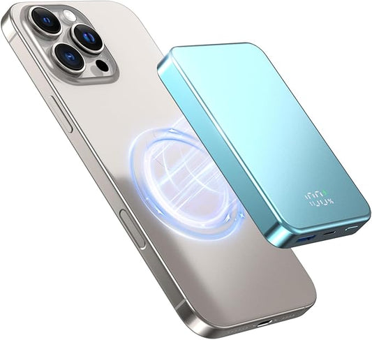 for Magsafe Portable Charger, Aluminum Alloy Small 10000mAh 20W PD Magnetic Power Bank, USB-C in&Out Wireless Battery Pack Phone Charger for iPhone 16/15/14/13/12 Plus Pro Max Series -Blue
