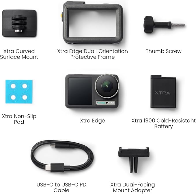 Xtra Action Camera, 1/1.3" Sensor & 4K Cinematic Video, Hyper Stabilization, Waterproof Camera to 52 Ft, 3-Hour Battery, Universal Quick Mount, Vlogging Camera for Adventure Photography